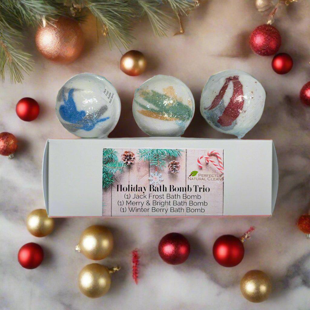 Holiday Bubble Bath Bomb Trio-Bath Soaks, Oils & Salts-Perfectly Natural Soap