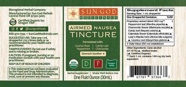 Organic Airmed Nausea Tincture 1oz-Apothecary-Perfectly Natural Soap