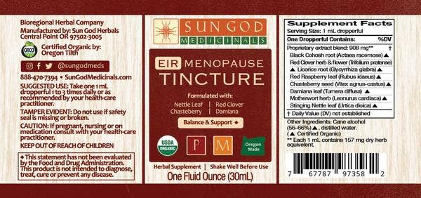 Organic Eir Menopause Tincture 1oz-Apothecary-Perfectly Natural Soap