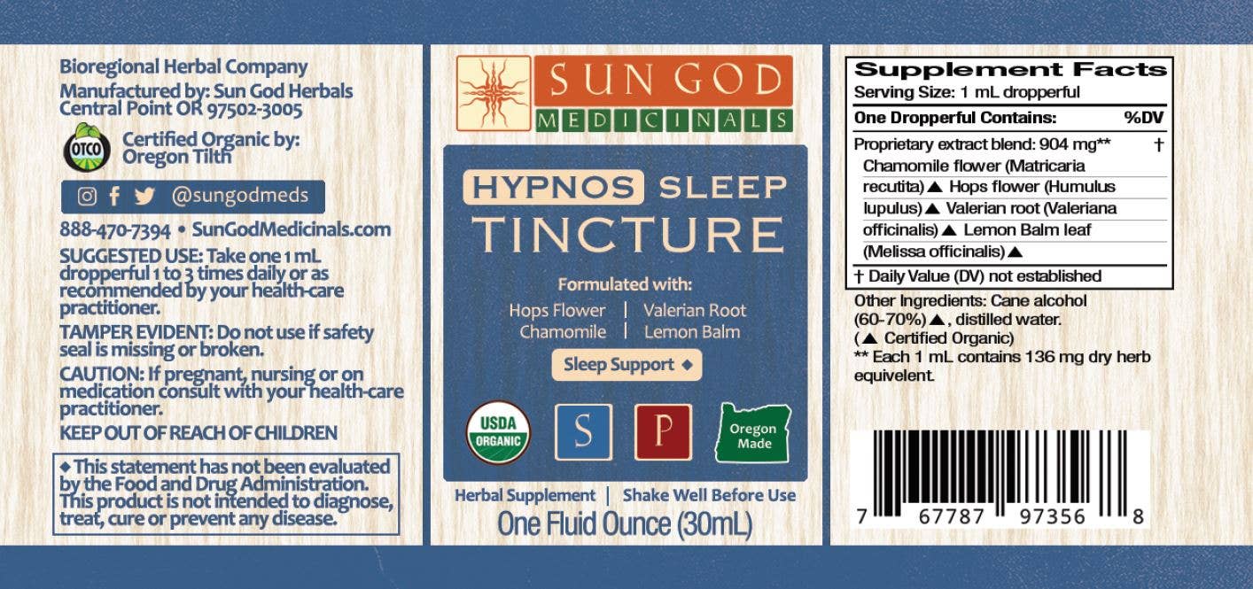 Organic Hypnos Sleep Tincture 1oz-Apothecary-Perfectly Natural Soap